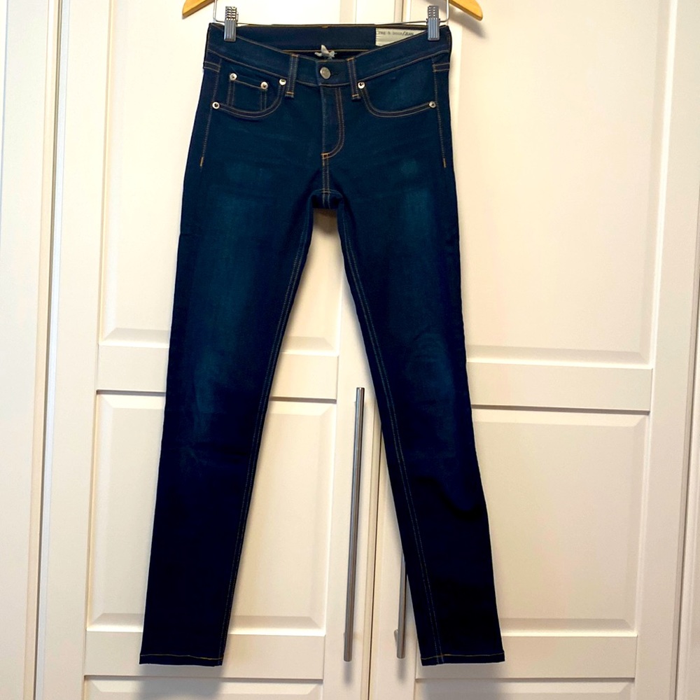 Rag and bone low rise dark wash skinny jeans